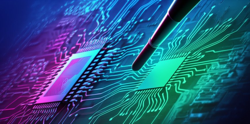 Uma representação futurista de algoritmos criando arte, com linhas de código se transformando em formas artísticas abstratas e coloridas.