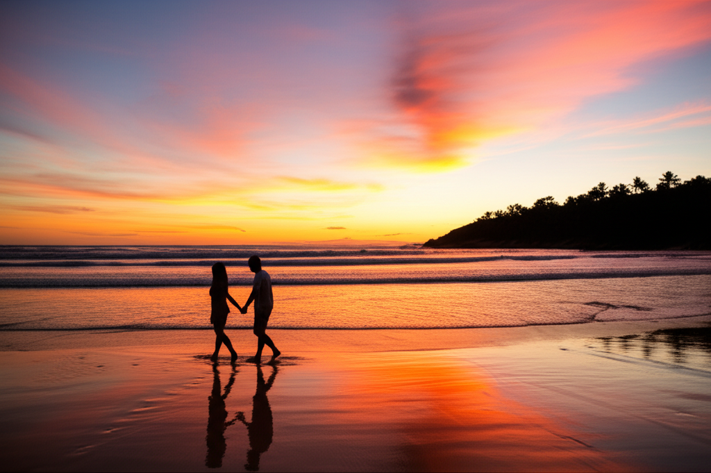 Pôr do Sol no Espelho: A Magia que Transforma a Praia em Poesia