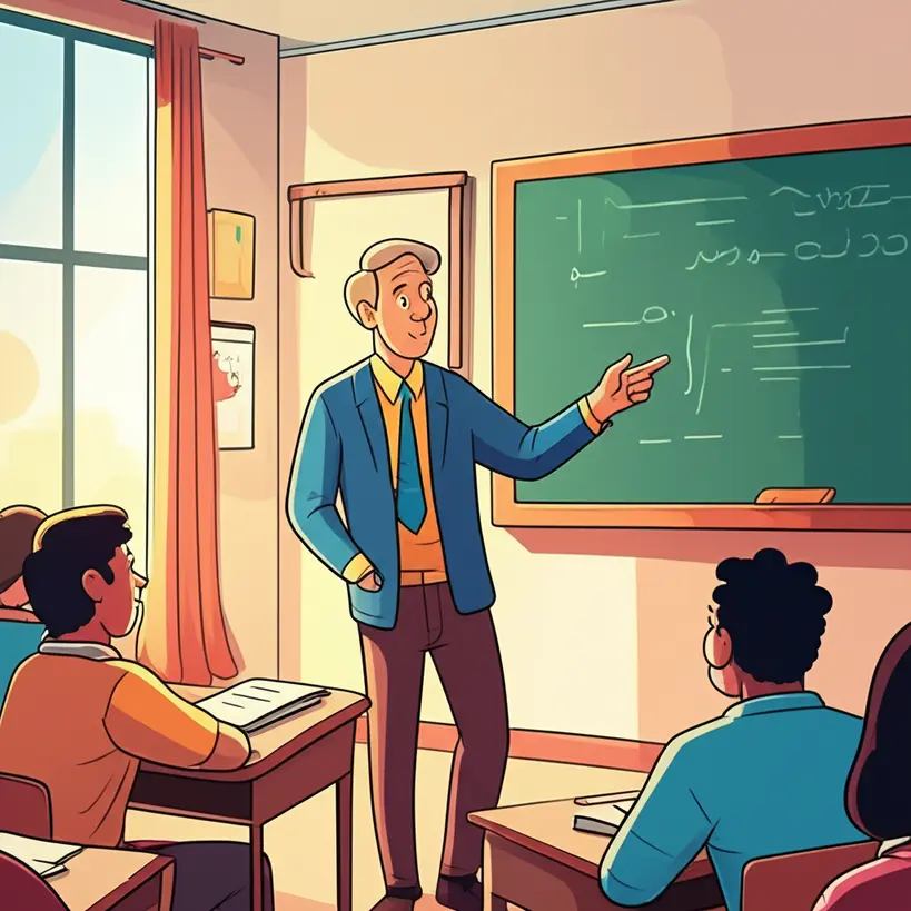 Aluno observando o professor em sala de aula para entender a rotina docente