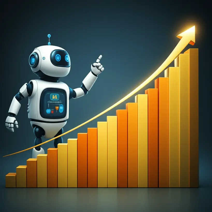 SEO com IA Graficos de SEO mostrando aumento de ranqueamento com robo de IA